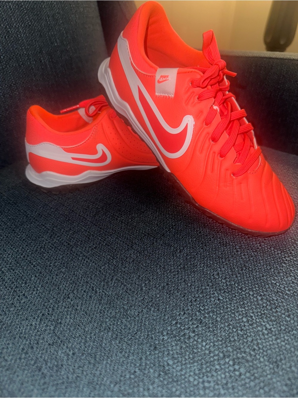 Nike Neon Orange/Red Sports Sneakers with White Swoosh